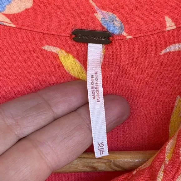 Free People Women’s XS Prairie Western Red Floral Dress Boho Puff Sleeve Peasant - Picture 4 of 12